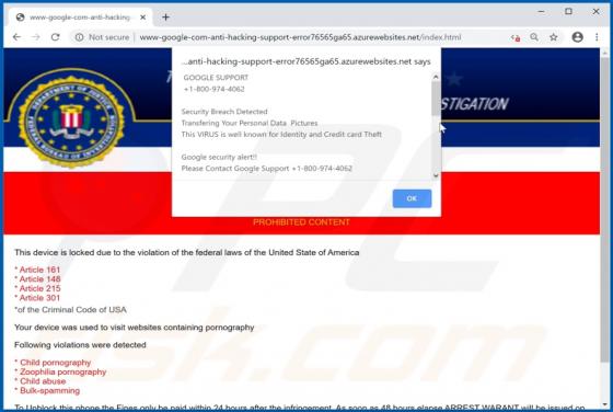 FBI CRIMINAL INVESTIGATION POP-UP Truffa